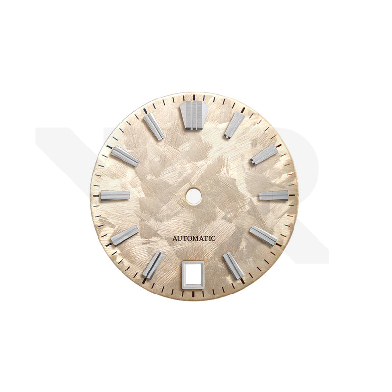 GS Shunbun Style Champagne Gold Dial for Seiko Mod: Silver GS Style Indices with 6h Date Window