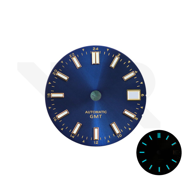 GMT NH34 Sunburst-Zifferblatt für Seiko Mod: Tiefblau