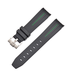 Curved End Silicon Strap for SKX/SRPD - Black (SS Buckle)
