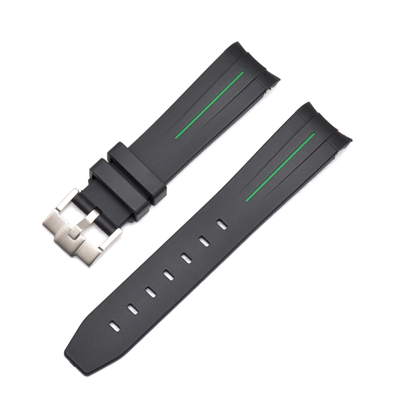 Curved End Silicon Strap for SKX/SRPD - Black (SS Buckle)