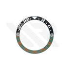 GMT-24 Ceramic Sloped Matte Finished Black-Green Bezel Insert for SKX/SRPD: White-Orange