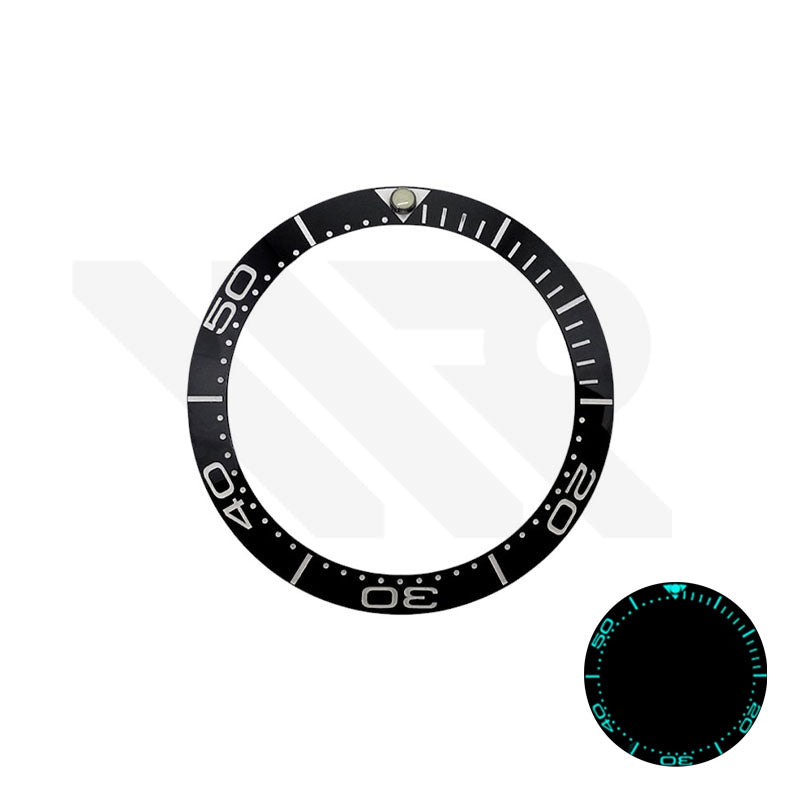 Full Luminous Ceramic Sloped 38mm Bezel Insert Compatible with Omega Seamaster SM300: Black