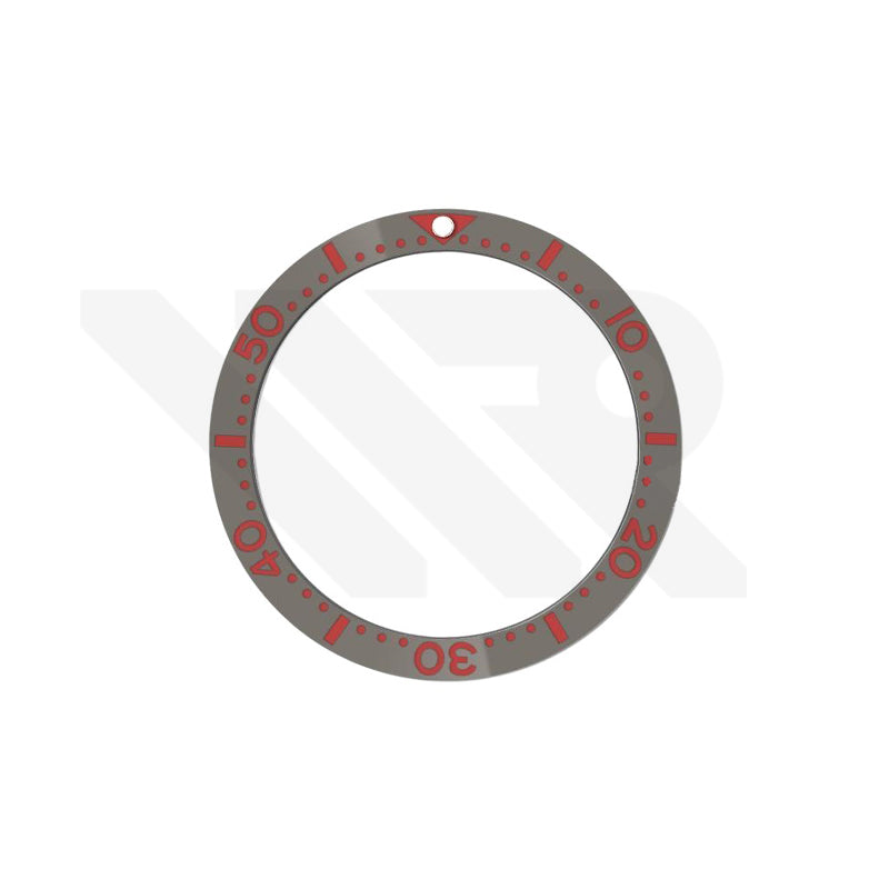 Seiko Style Diver Ceramic Flat Bezel Insert for SKX / SRPD - Gray-Red