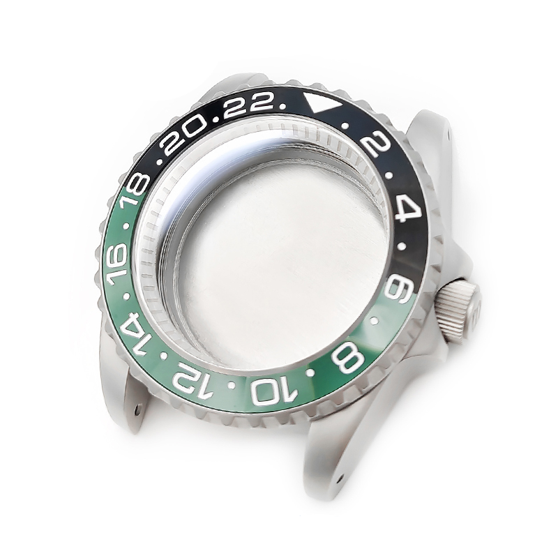 GMT Oyster Style Sandblasted Case Set for Seiko Mod: Silver