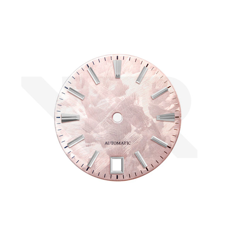 GS Shunbun Style Blossom Pink Dial for Seiko Mod: Silver GS Style Indices with 6h Date Window