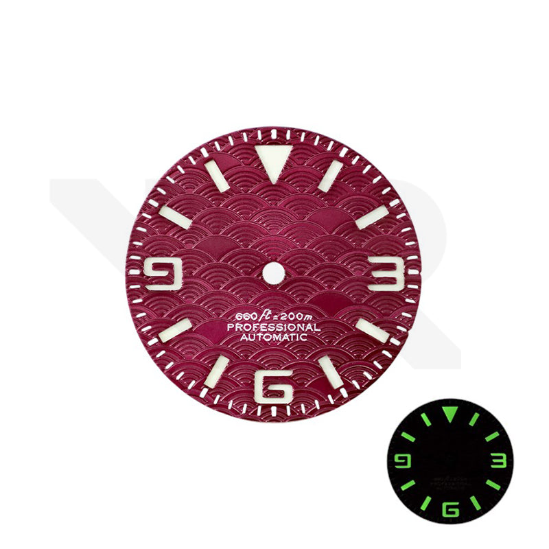 Seigaiha Japanese Wave Dial for Seiko Mod: Wine Red