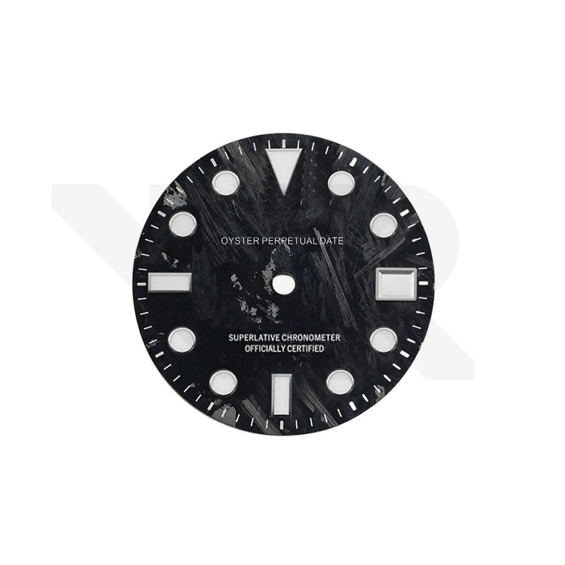 Silver Foil Carbon Fiber Dial for Seiko NH34 GMT Mod - Black Dial Red GMT