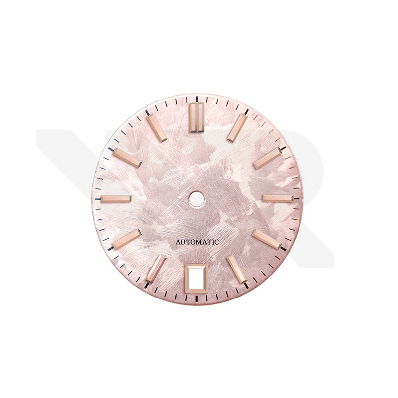 GS Shunbun Style Blossom Pink Dial for Seiko Mod: Rose Gold GS Style Indices with 6h Date Window