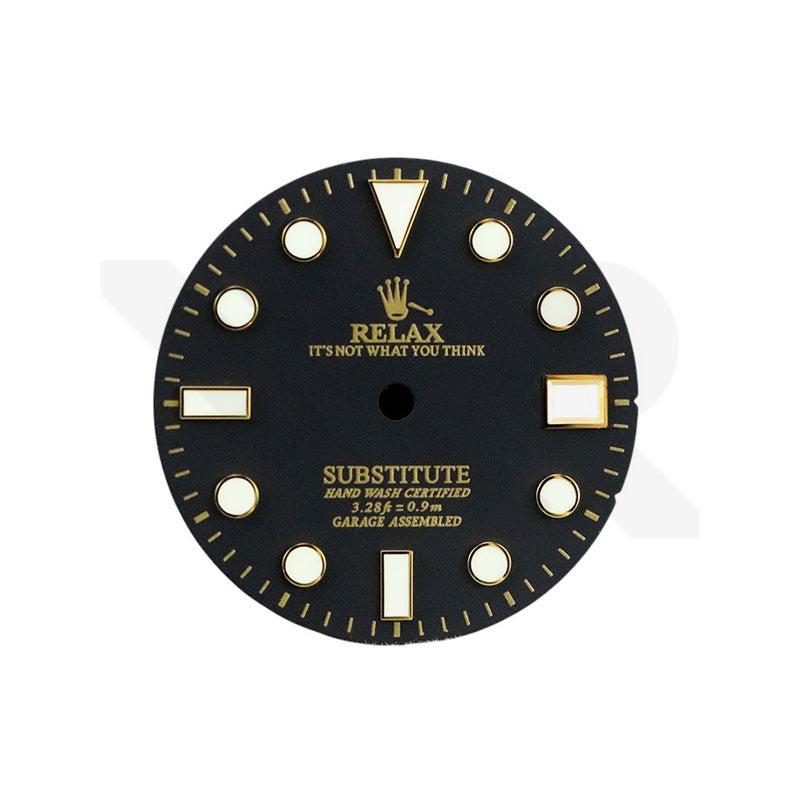 Relax Dial for Seiko Mod: Matte Black Gold Tone