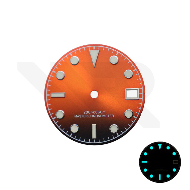 Blackbay Style Diver Dial for Seiko Mod: Sunburst Orange-Black Gradient