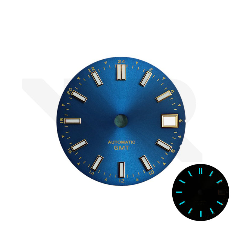 GMT NH34 Sunburst-Zifferblatt für Seiko Mod: Pfauenblau