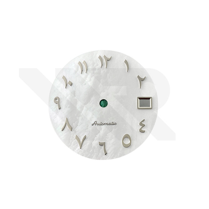 White Mother of Pearl Arabic Indices Dial for Seiko Mod - Silver Indices
