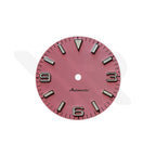 Explorer-Zifferblatt für Seiko Mod - Mattes Blütenrosa mit silbernen 369 Indizes