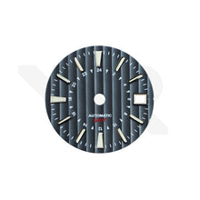 Afbeelding in Gallery-weergave laden, Geneva Stripes GMT Dial for Seiko NH34 Mod: Gray Dial Silver Indices
