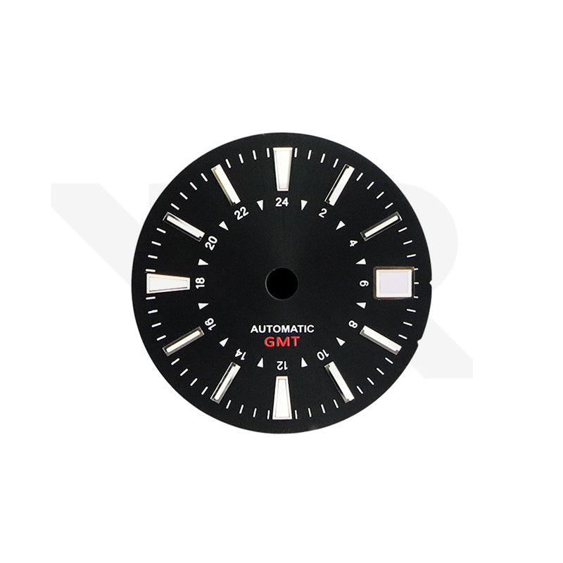 Stick Indices GMT NH34 Sunburst Dial for Seiko Mod: Black