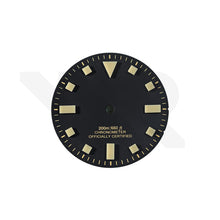 Load image into Gallery viewer, Pelagos No-Date Thick Lume Indices Dial for Seiko Mod: Matte Black Gold Tone
