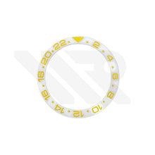 Load image into Gallery viewer, GMT-24 Ceramic Sloped Bezel Insert for SKX/SRPD - White/Yellow
