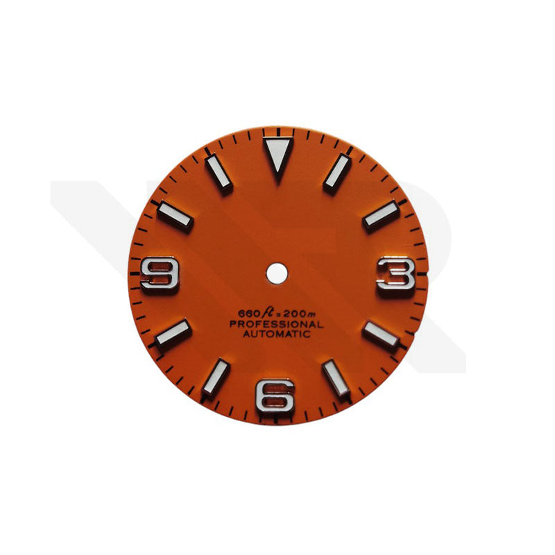 Field Watch Dial for Seiko Mod: Matte Orange with Silver 369 Indices