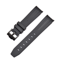 Curved End Silicon Strap for SKX/SRPD - Black (Black Buckle)