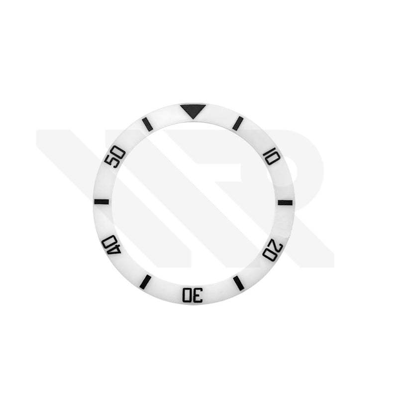 SUB Style Ceramic Sloped Bezel Insert for SKX/SRPD: White/Black