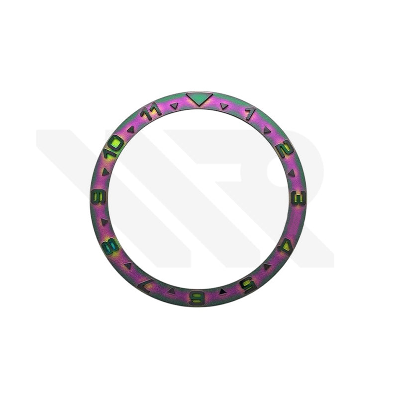 YM Style Dual Time Ceramic Flat Bezel Insert for SKX/SRPD: Rainbow