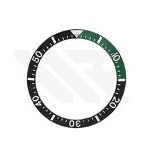 Lade das Bild in den Galerie-Viewer, Ceramic Sloped Diver Bezel Insert for SKX / SRPD Seiko Mod: Black/Green
