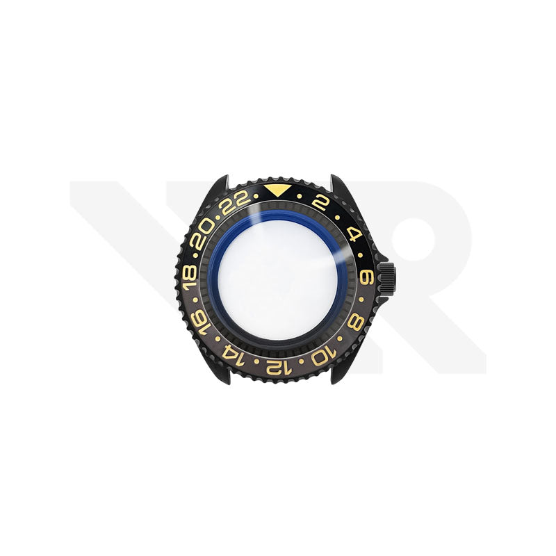 Sandblasted Black SKX 3 O'clock Case Set for Seiko Mod: Gold Bruce Wayne GMT Master Style