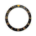 Dual Time Ceramic Sloped Bezel Insert for SKX/SRPD - Black/Yellow