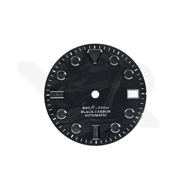 Carbon Fiber Dial for Seiko Mod - GS Style Indices Black Luminous