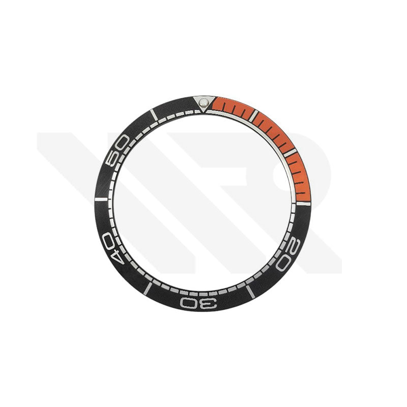 Ceramic Bezel Insert Compatible with Omega Seamaster Planet Ocean: Black Orange / Silver