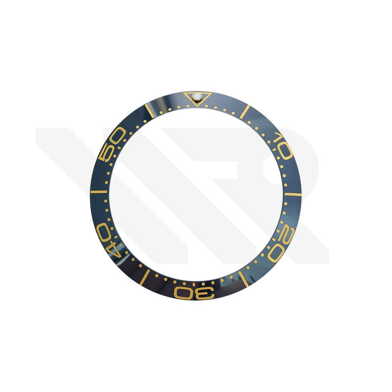 Blue Ceramic Sloped 40.5mm Bezel Insert Compatible with Omega Seamaster: Blue-Gold