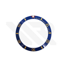 Carica l&#39;immagine nel visualizzatore di Gallery, Blackbay Style Ceramic Sloped Bezel Insert for SKX/SRPD: Blue/Gold

