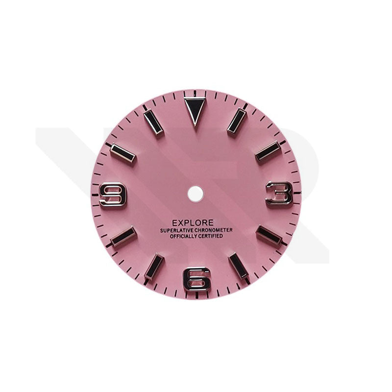 Field Watch Dial for Seiko Mod: Matte Pink with Black Luminous Indices