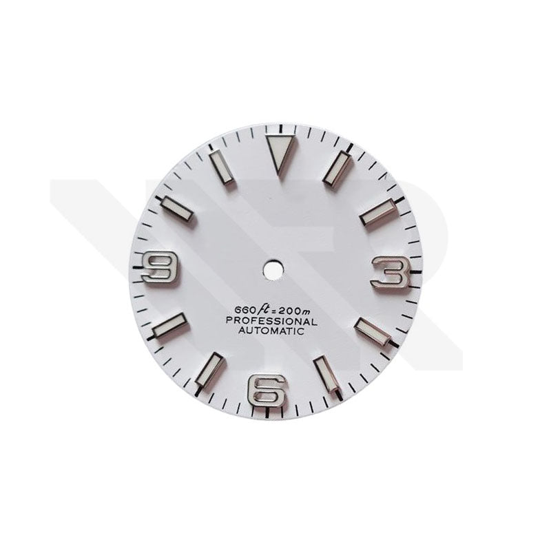 Field Watch Dial for Seiko Mod: Matte White with Silver 369 Indices