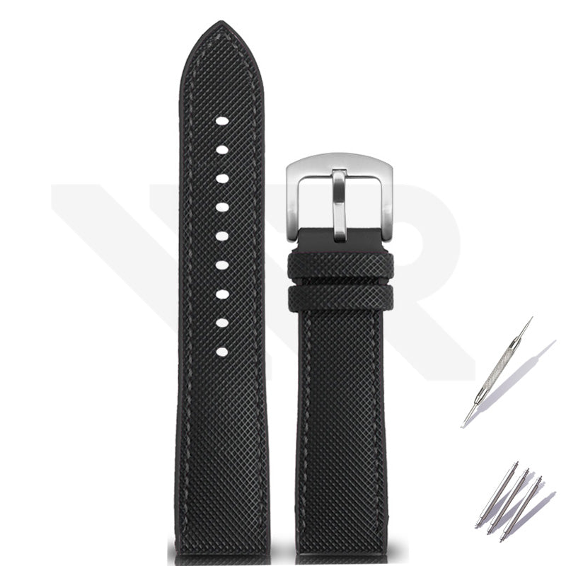 Nylon Silicone Diver Strap for Seiko 5 Street Fighter Prospex Series - Black Black