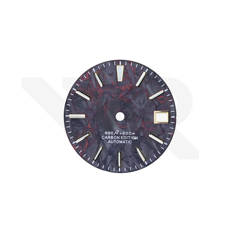 Zifferblatt aus Kohlefaser für Seiko Mod - Silberne arabische Indizes
