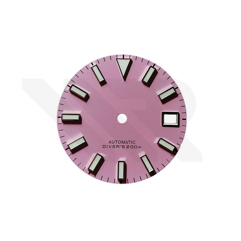 Diver Dial for Seiko Mod: Matte Pink with Silver Indices
