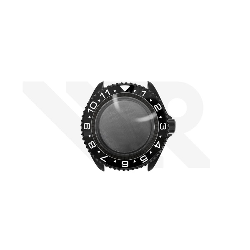 Sandblasted Black SKX 3 O'clock Case Set for Seiko Mod: Black Dual Time GMT Style