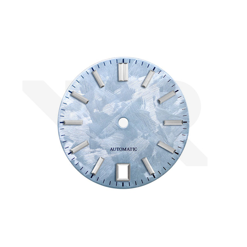 GS Shunbun Style Icy Blue Dial for Seiko Mod: Silver GS Style Indices with 6h Date Window