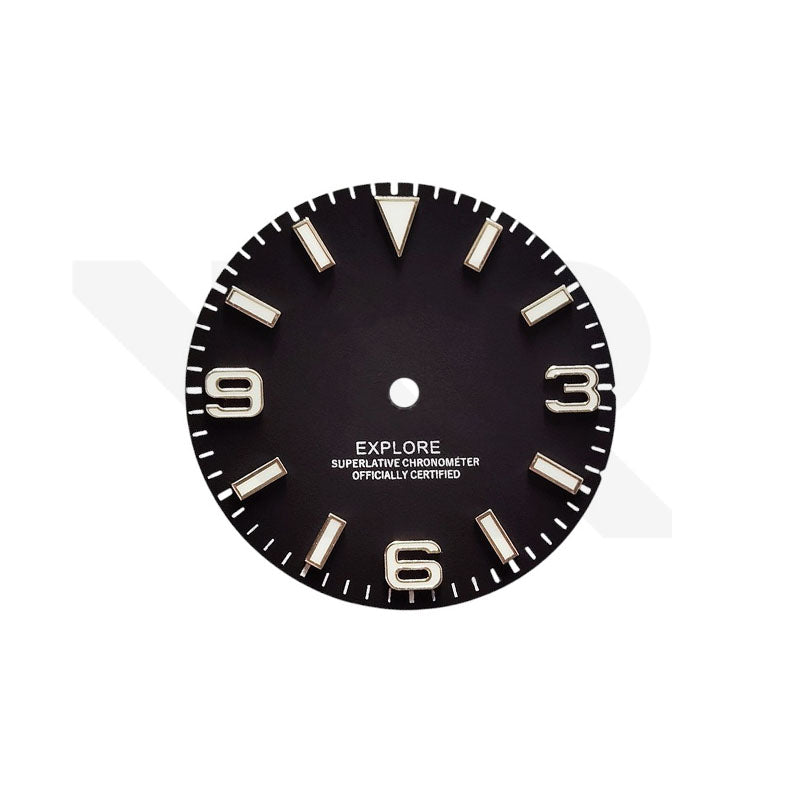 Field Watch Dial for Seiko Mod: Matte Black with Silver 369 Indices