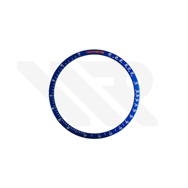Aluminium Blue Bezel Insert Compatible with Omega Speedmaster: Silver - Orange
