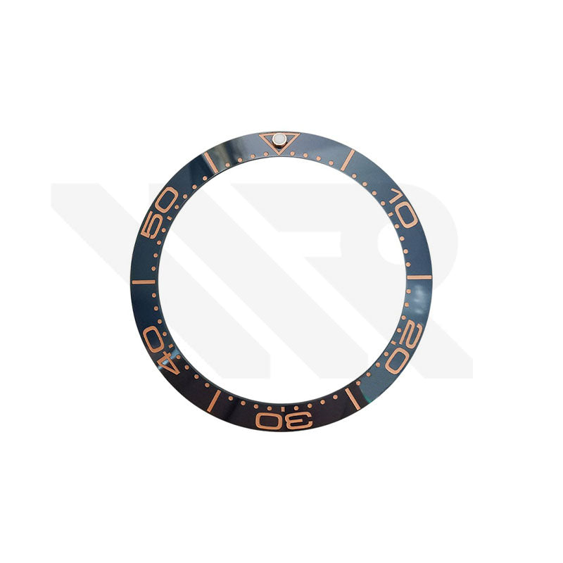 Blue Ceramic Sloped 38mm Bezel Insert Compatible with Omega Seamaster: Blue-Rose Gold