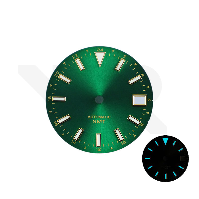 GMT NH34 Sonnenschliff-Zifferblatt für Seiko Mod: Grün
