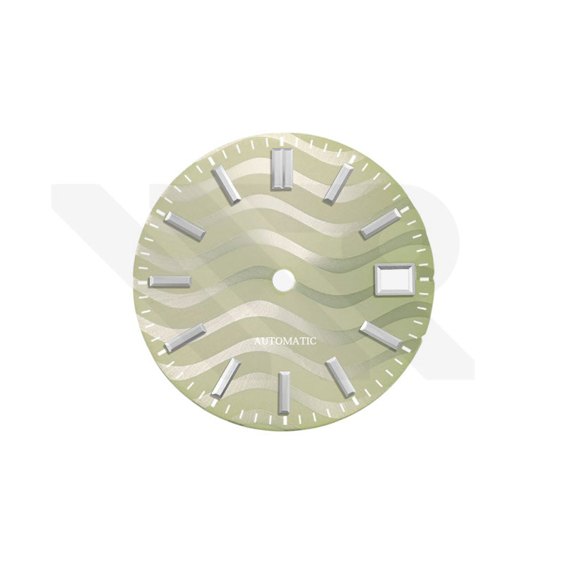 Hellolivgoldenes Zifferblatt mit Wellenschliff für Seiko Modell: GS Stil, silberne Indizes