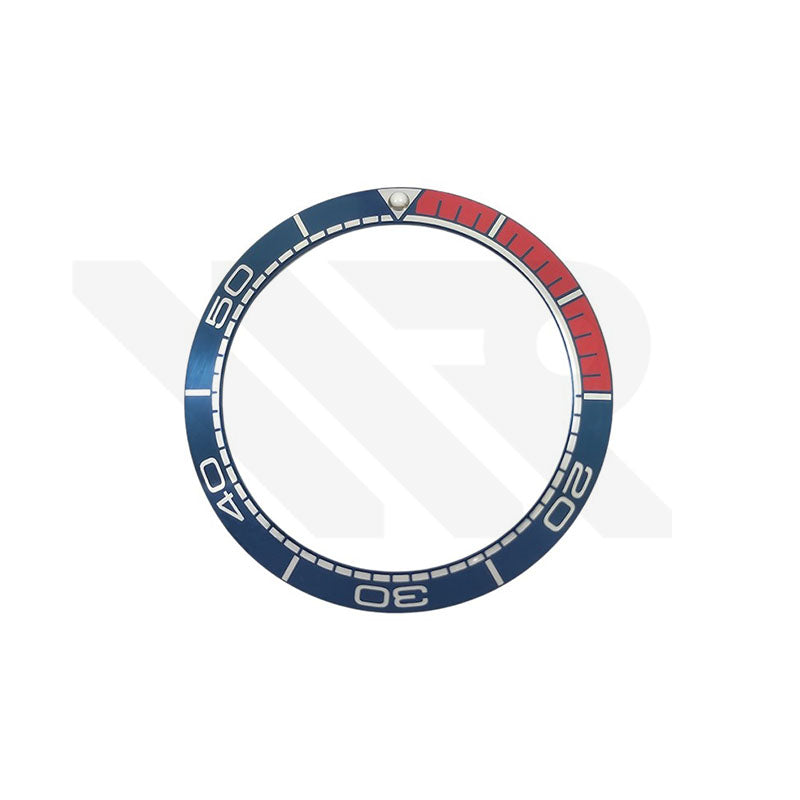 Ceramic Bezel Insert Compatible with Omega Seamaster Planet Ocean: Blue Red / Silver