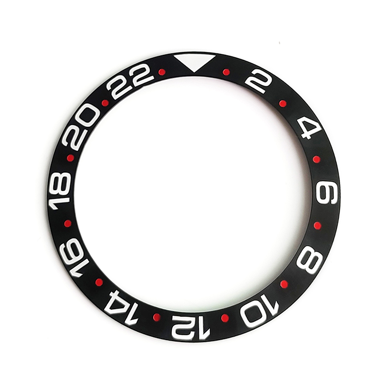 GMT-24 Ceramic Sloped Bezel Insert for SKX/SRPD - Matte Black (White Numbers)