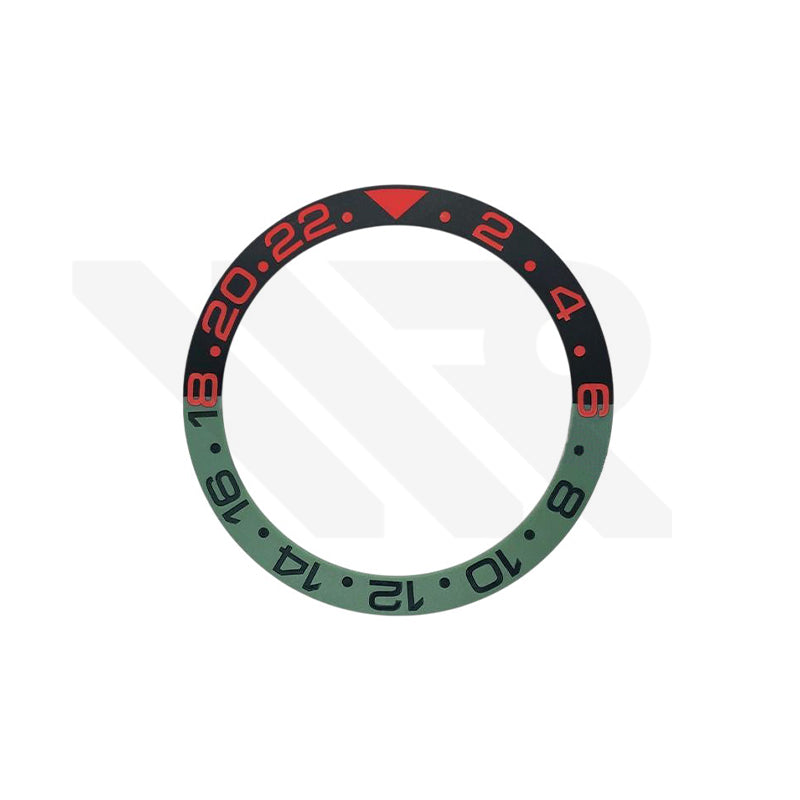 GMT-24 Ceramic Sloped Matte Finished Black-Green Bezel Insert for SKX/SRPD: Red-Black