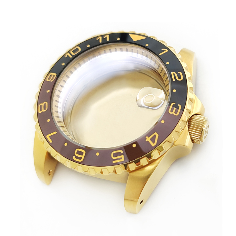 GMT Oyster Style Brushed Case Set for Seiko SKX / SRPD Mod: Gold