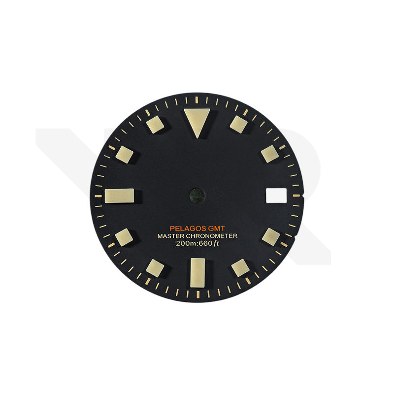 Pelagos Date GMT Thick Lume Indices Dial for Seiko NH34 Mod: Matte Black