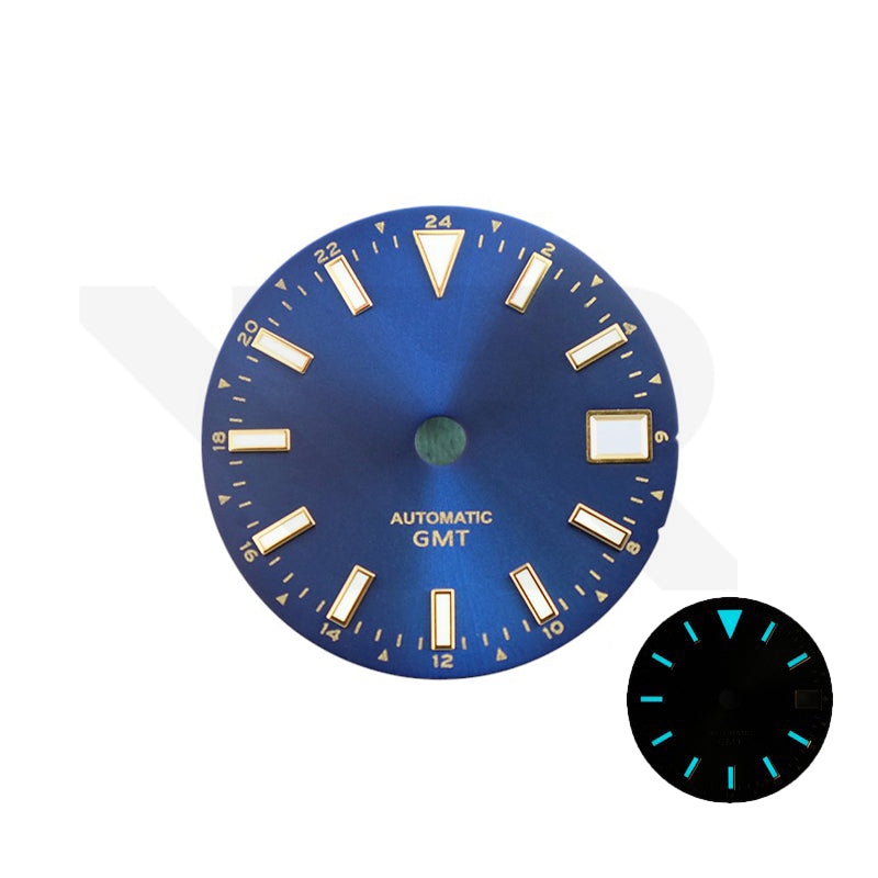 GMT NH34 Sunburst-Zifferblatt für Seiko Mod: Tiefblau